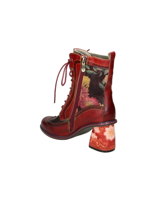 Botines de Tacón LAURA VITA Evcao 81 para Mujer en Rojo con Detalles Multicolor EVCAO 81