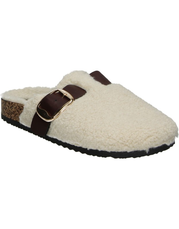 Zuecos STAY con Borreguito para Mujer color Beige con Detalles l27-3301