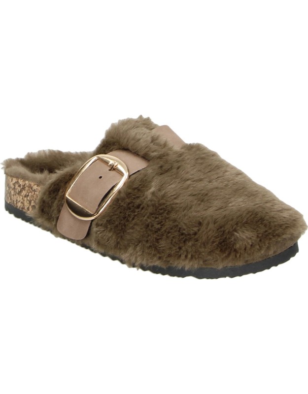 Zuecos STAY con Pelito para Mujer color Marrón con Detalles l27-3303