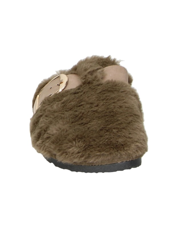 Zuecos STAY con Pelito para Mujer color Marrón con Detalles l27-3303