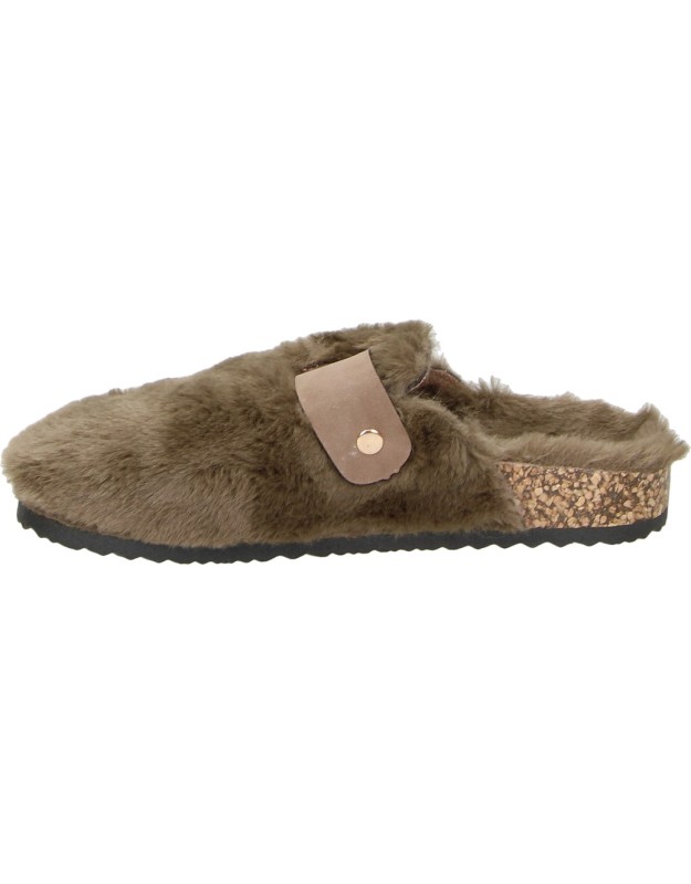 Zuecos STAY con Pelito para Mujer color Marrón con Detalles l27-3303