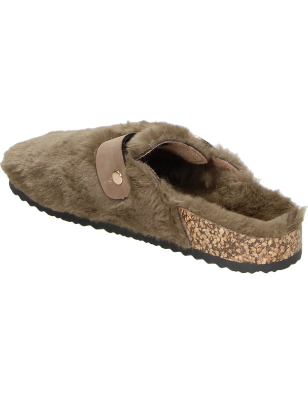 Zuecos STAY con Pelito para Mujer color Marrón con Detalles l27-3303
