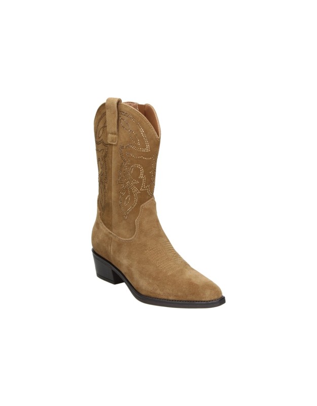 Botas Cowboy EVA PARIS con Bordado para Mujer color Camel 29761