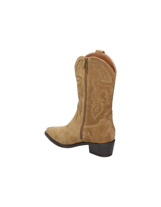 Botas Cowboy EVA PARIS con Bordado para Mujer color Camel 29761