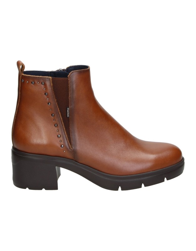Botines FLUCHOS de Piel con Tacón para Mujer color Marrón F2109
