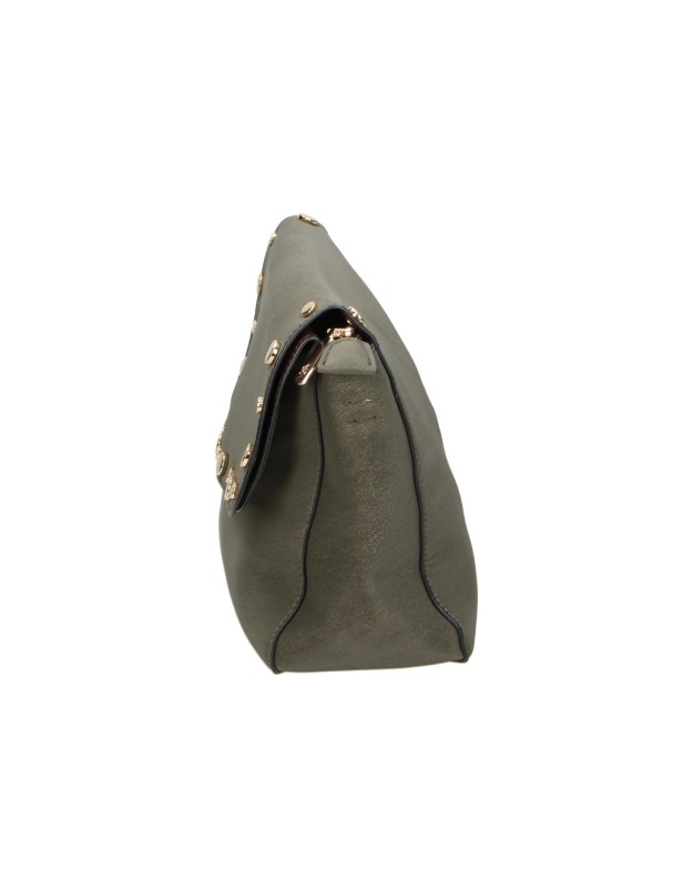 Bolso Bandolera LAURA SANZ con Solapa y Tachuelas para Mujer color Verde C609