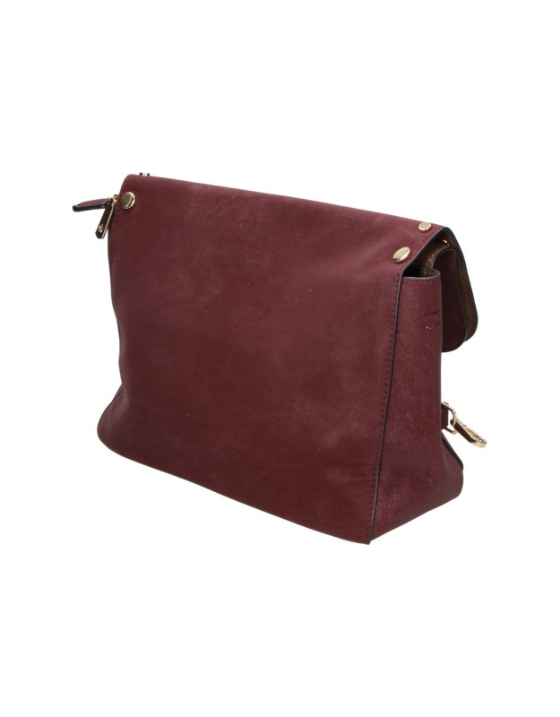Bolso Bandolera LAURA SANZ con Solapa y Tachuelas para Mujer color Burdeos C609