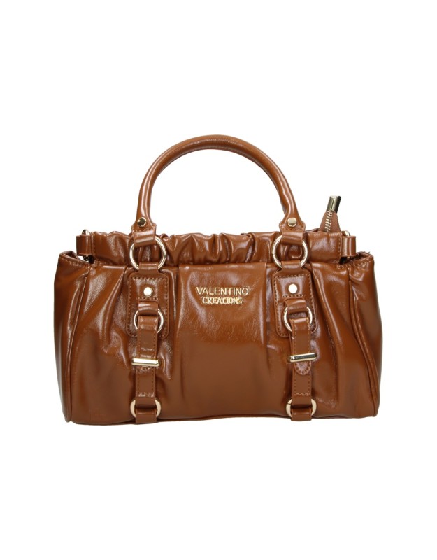Bolso de Mano LAURA SANZ con Diseño Fruncido Marrón Camel V C623