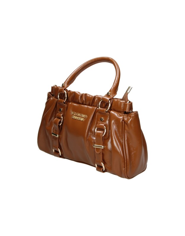 Bolso de Mano LAURA SANZ con Diseño Fruncido Marrón Camel V C623