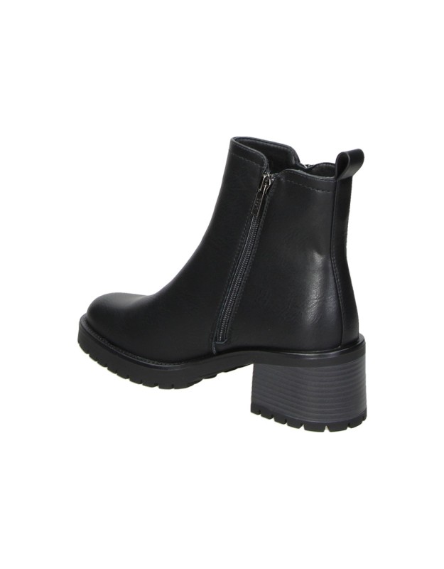 Botines XTI para Mujer con Tacón Ancho, Cremallera y Suela Track color Negro 146085