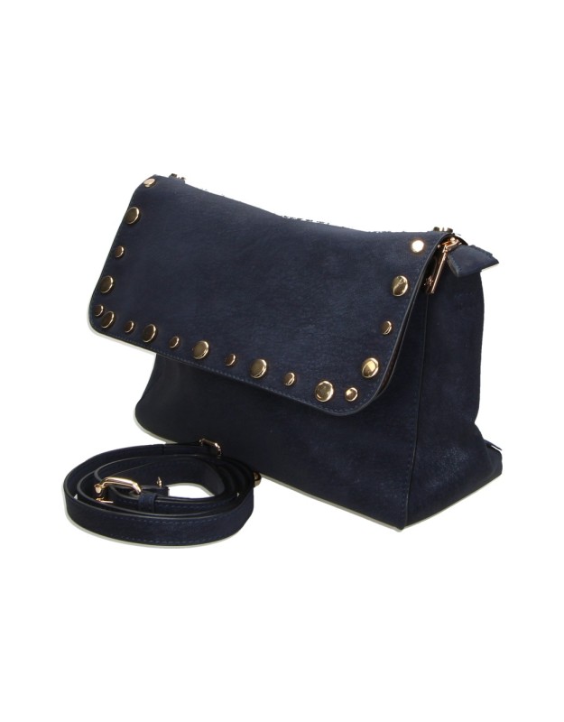 Bolso Bandolera LAURA SANZ con Solapa y Tachuelas para Mujer color Azul Marino B C609