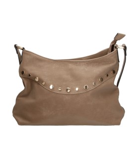 Bolso Bandolera Grande LAURA SANZ con Solapa y Tachuelas para Mujer color Taupe B C610