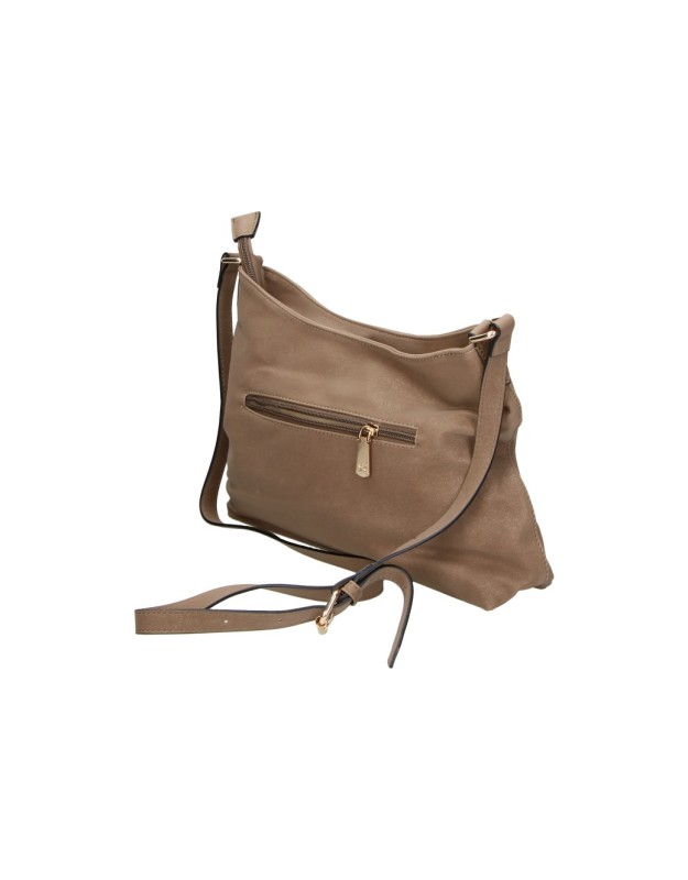 Bolso Bandolera Grande LAURA SANZ con Solapa y Tachuelas para Mujer color Taupe B C610
