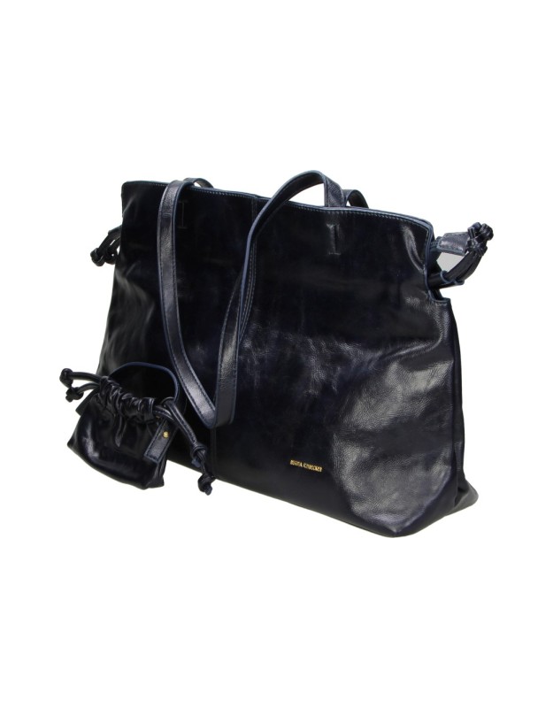 Bolso Shopper LAURA SANZ Brillante con Accesorio color Azul Marino R S6389