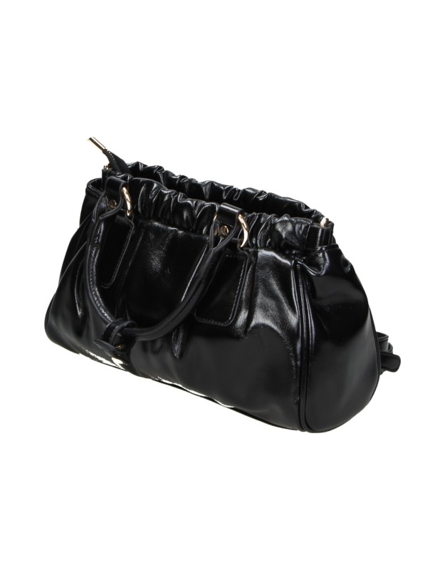 Bolso de Mano LAURA SANZ con Diseño Fruncido Negro V C623