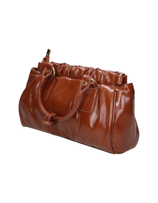 Bolso de Mano LAURA SANZ con Diseño Fruncido Marrón V C623
