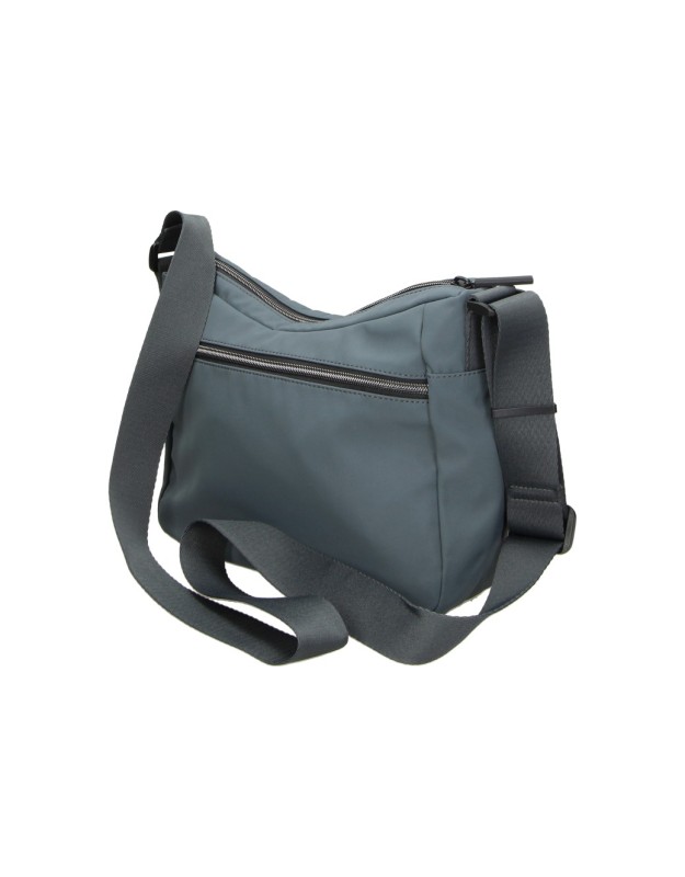 Bandolera Grande BEMYND para Mujer color Gris con Bolsillo Frontal y Correa Ajustable BM1070