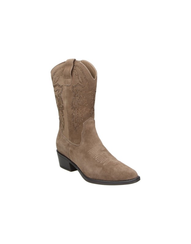 Botines para mujer con tacón EVA PARIS 29761 en taupe