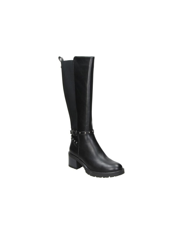Botas de Tacón XTI para Mujer Negra con Detalle de Hebilla y Tachuelas 146081