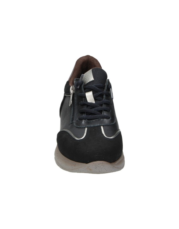 Zapatos de Piel CALZAZUL-FLEX para Mujer Negro con Detalles en Animal Print 8003