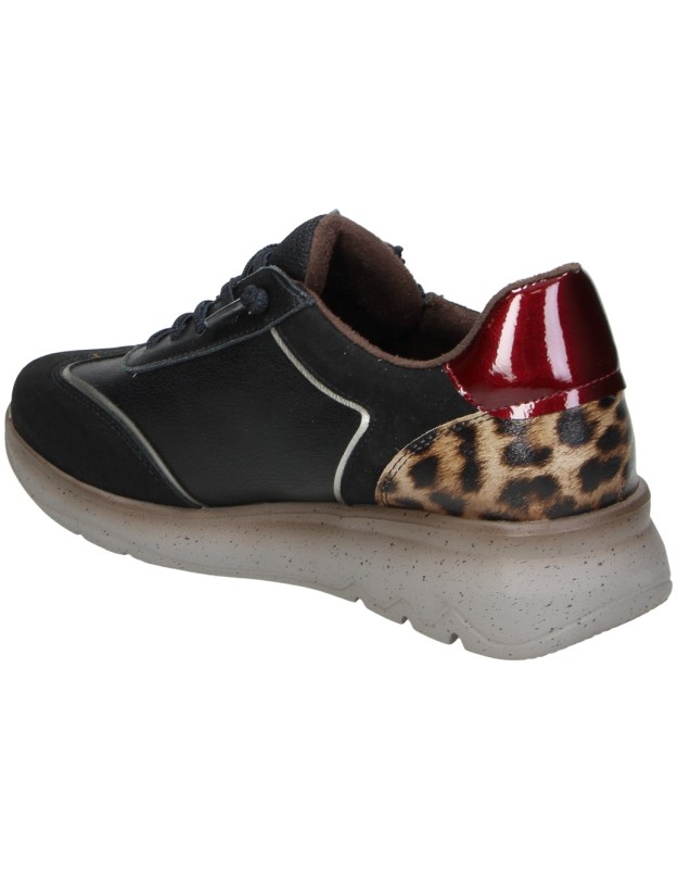 Zapatos de Piel CALZAZUL-FLEX para Mujer Negro con Detalles en Animal Print 8003