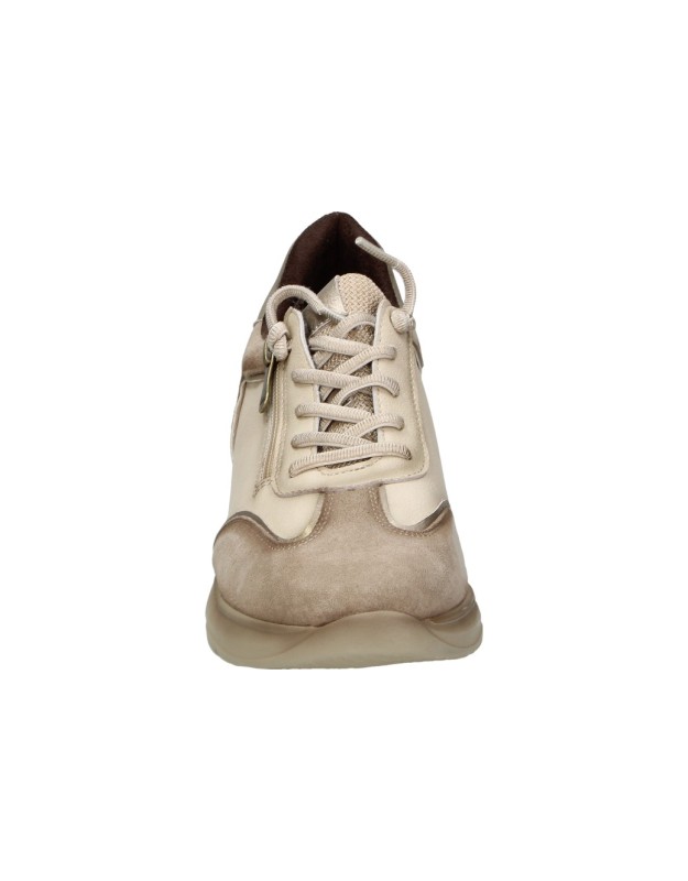 Zapatos de Piel CALZAZUL-FLEX para Mujer Beige con Detalles en Animal Print 8003