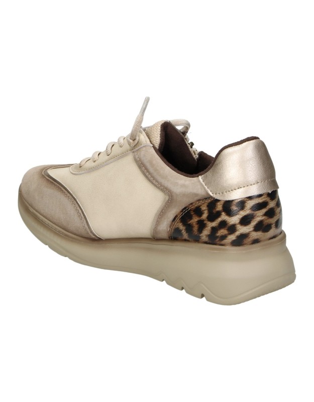 Zapatos de Piel CALZAZUL-FLEX para Mujer Beige con Detalles en Animal Print 8003