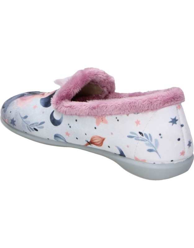 Zapatillas de Casa Cerradas VULCA-BICHA para Niña en Color Azul con Dibujo de Bruja y Borreguito 2241