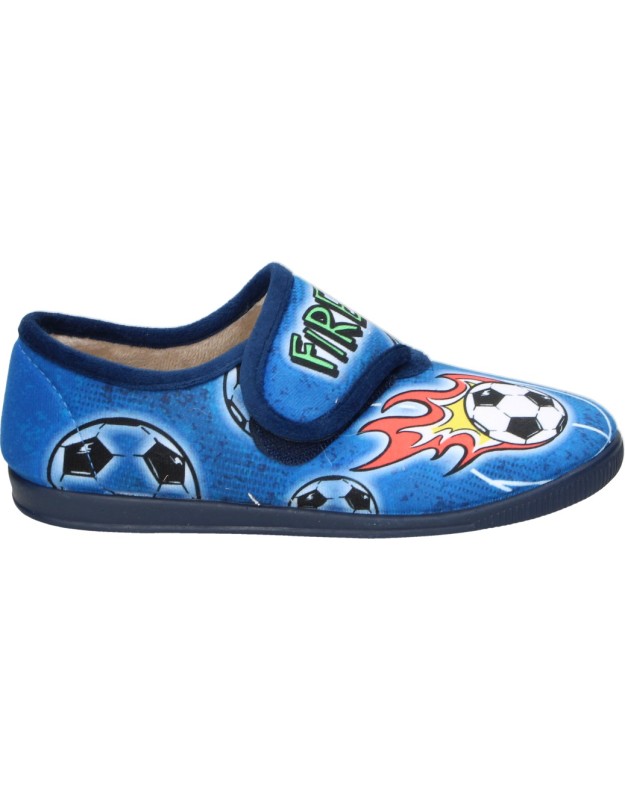 Zapatillas de Casa Cerradas VULCA-BICHA para Niño Azules con Dibujos de Fútbol 1022