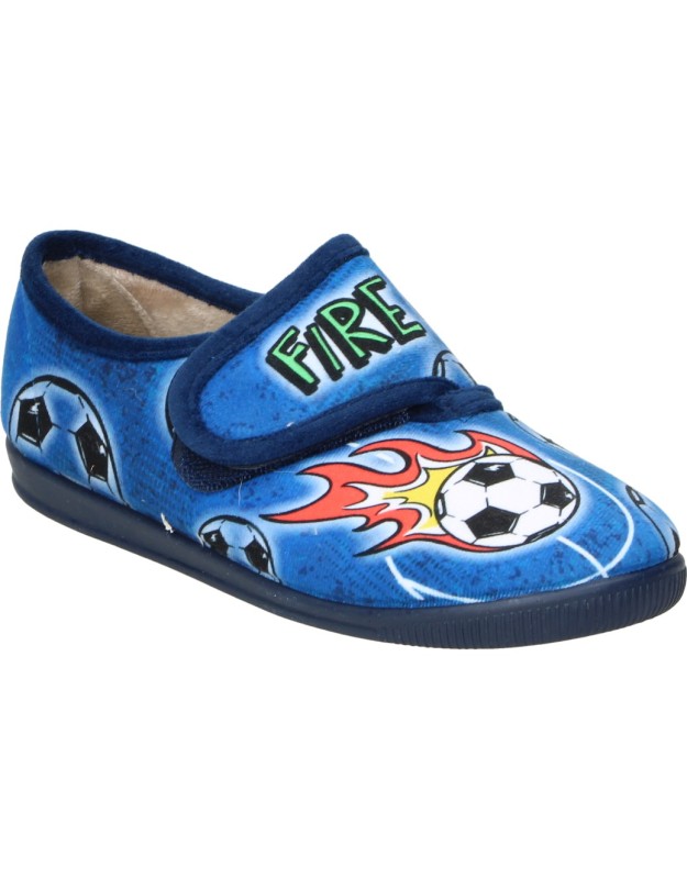 Zapatillas de Casa Cerradas VULCA-BICHA para Niño Azules con Dibujos de Fútbol 1022