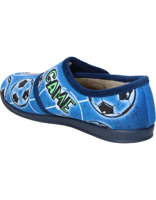 Zapatillas de Casa Cerradas VULCA-BICHA para Niño Azules con Dibujos de Fútbol 1022