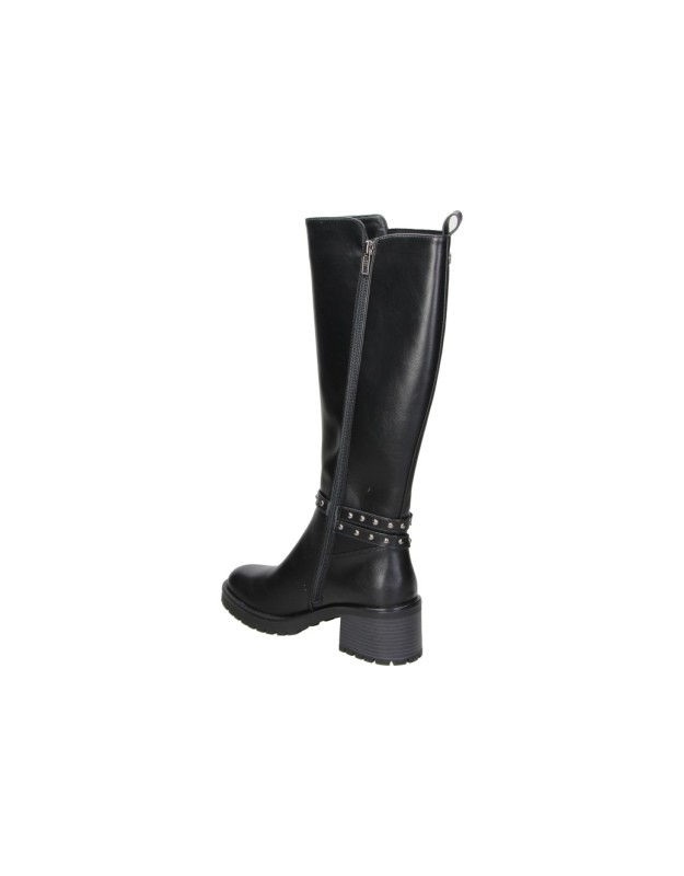 Botas de Tacón XTI para Mujer Negra con Detalle de Hebilla y Tachuelas 146081