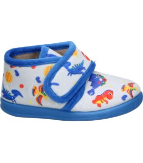 Zapatillas de casa VULCA-BICHA azules con dinosaurios para bebé 1041
