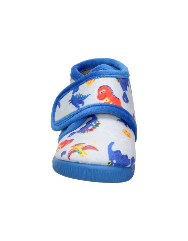Zapatillas de casa VULCA-BICHA azules con dinosaurios para bebé 1041