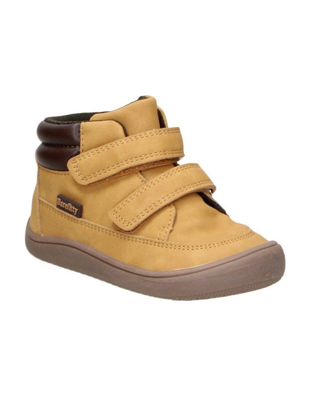 Botas barefoot PEKES 1011 en camel para niño con doble velcro