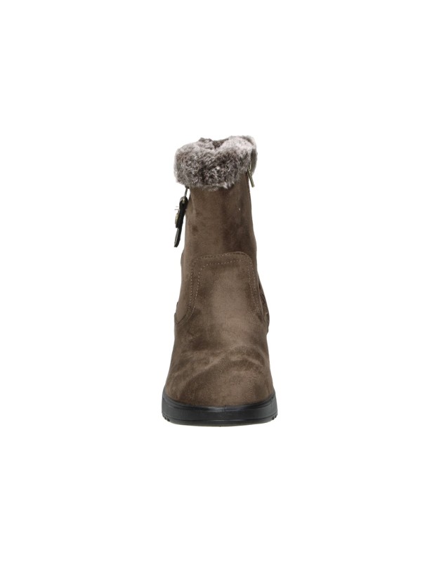 Botines con Cuña AMARPIES para Mujer Taupe con Borreguito ATL31140