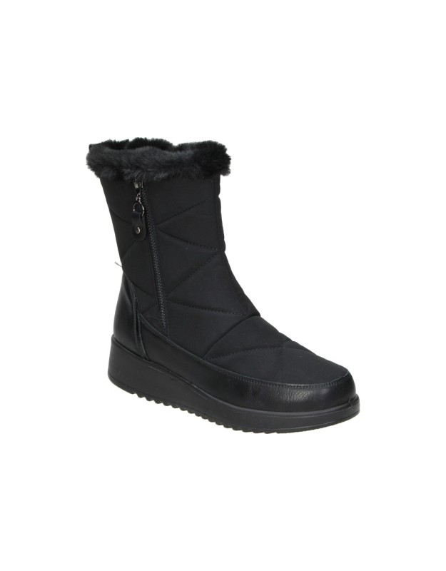 Botines de cuña con pelo AMARPIES atl31138 negros para mujer