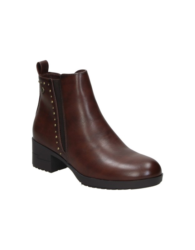 Botines de tacón con tachuelas HISPAFLEX 262038 en marrón