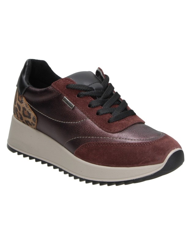 Zapatos de piel con cuña IMAC 208398.7147.019 burdeos para mujer