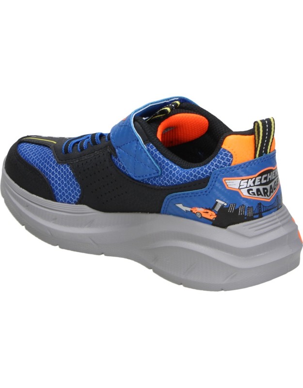 Zapatillas Skechers Garage azul y naranja para niño 402150l-bbor