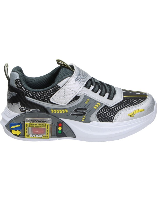 Zapatillas Skechers Garage gris y blanca para niño 402150l-slbk